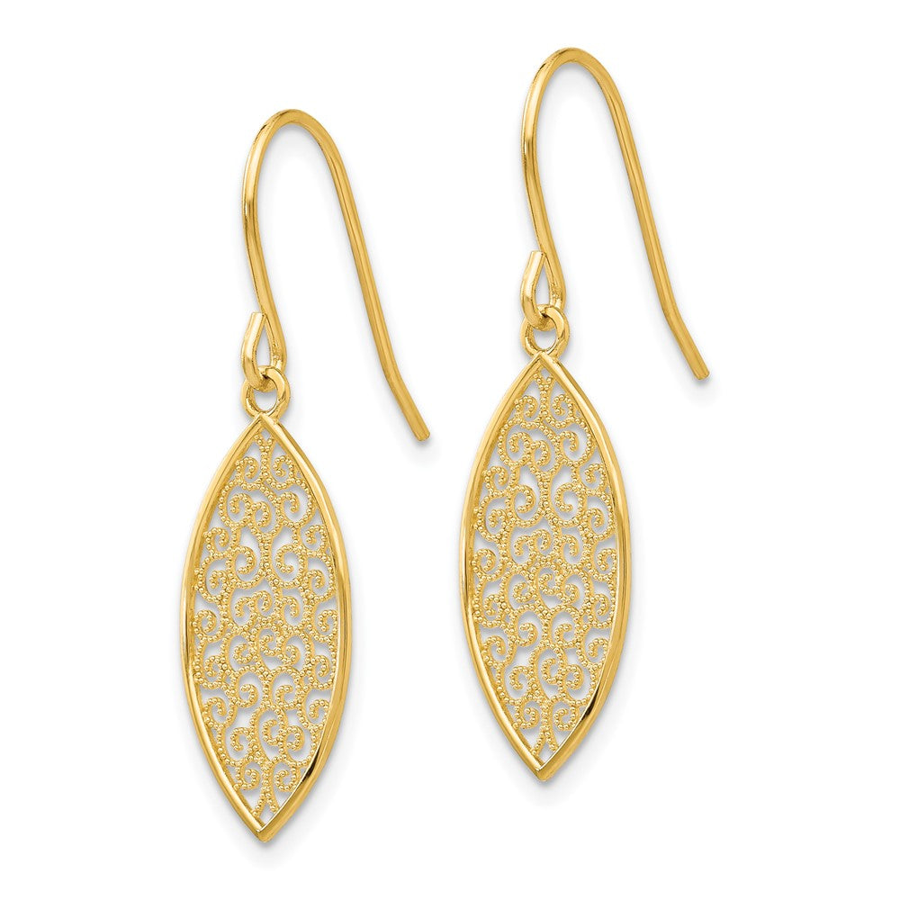 Gold Fancy Filigree Teardrop Dangle Earrings - Model K4365 - Charlie & Co. Jewelry
