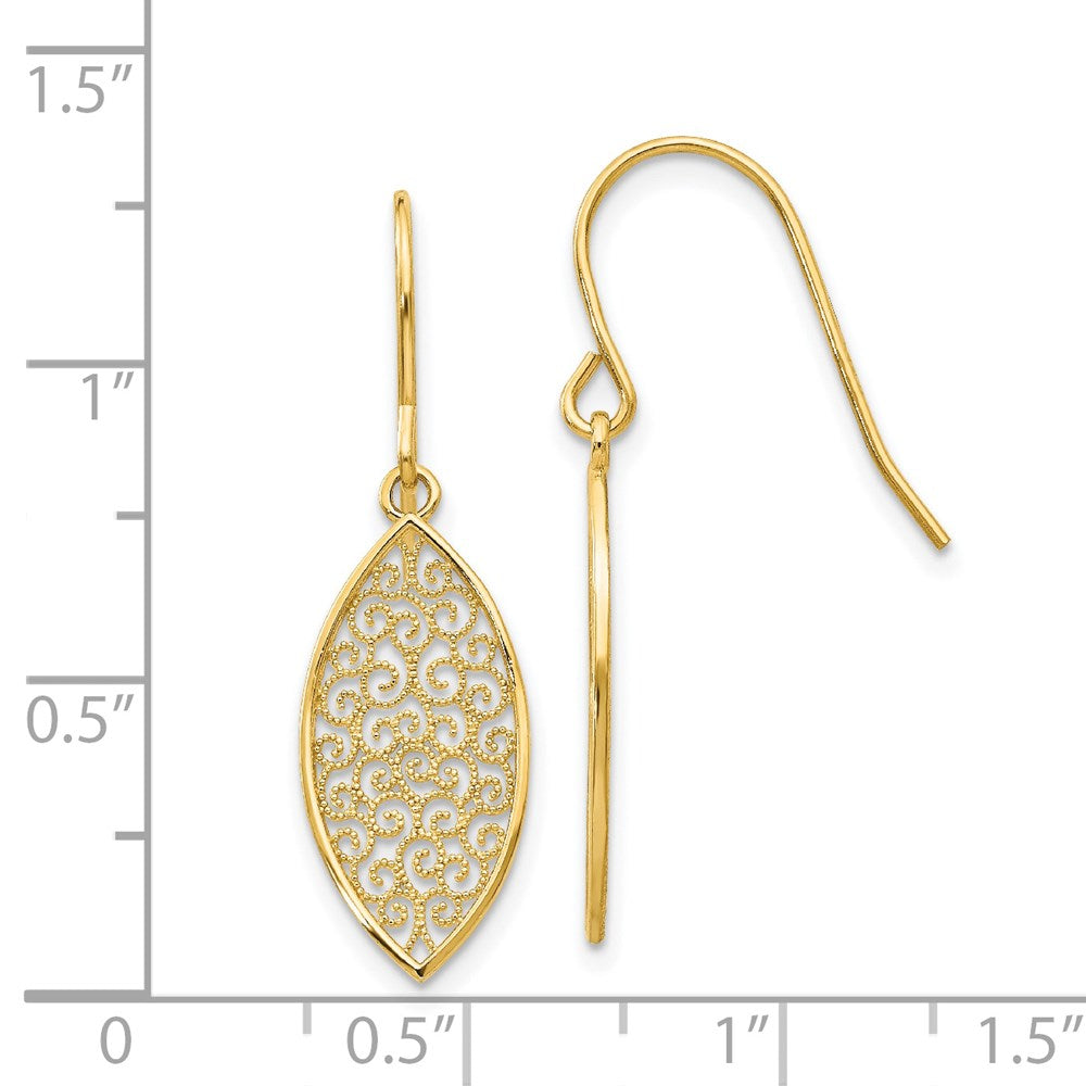 Gold Fancy Filigree Teardrop Dangle Earrings - Model K4365 - Charlie & Co. Jewelry