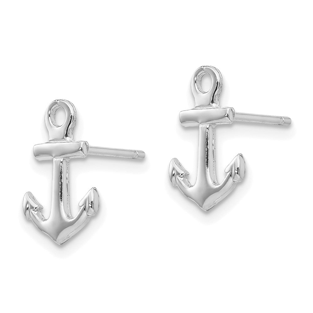 White Gold Anchor Post Earrings - Model K4502W - Charlie & Co. Jewelry