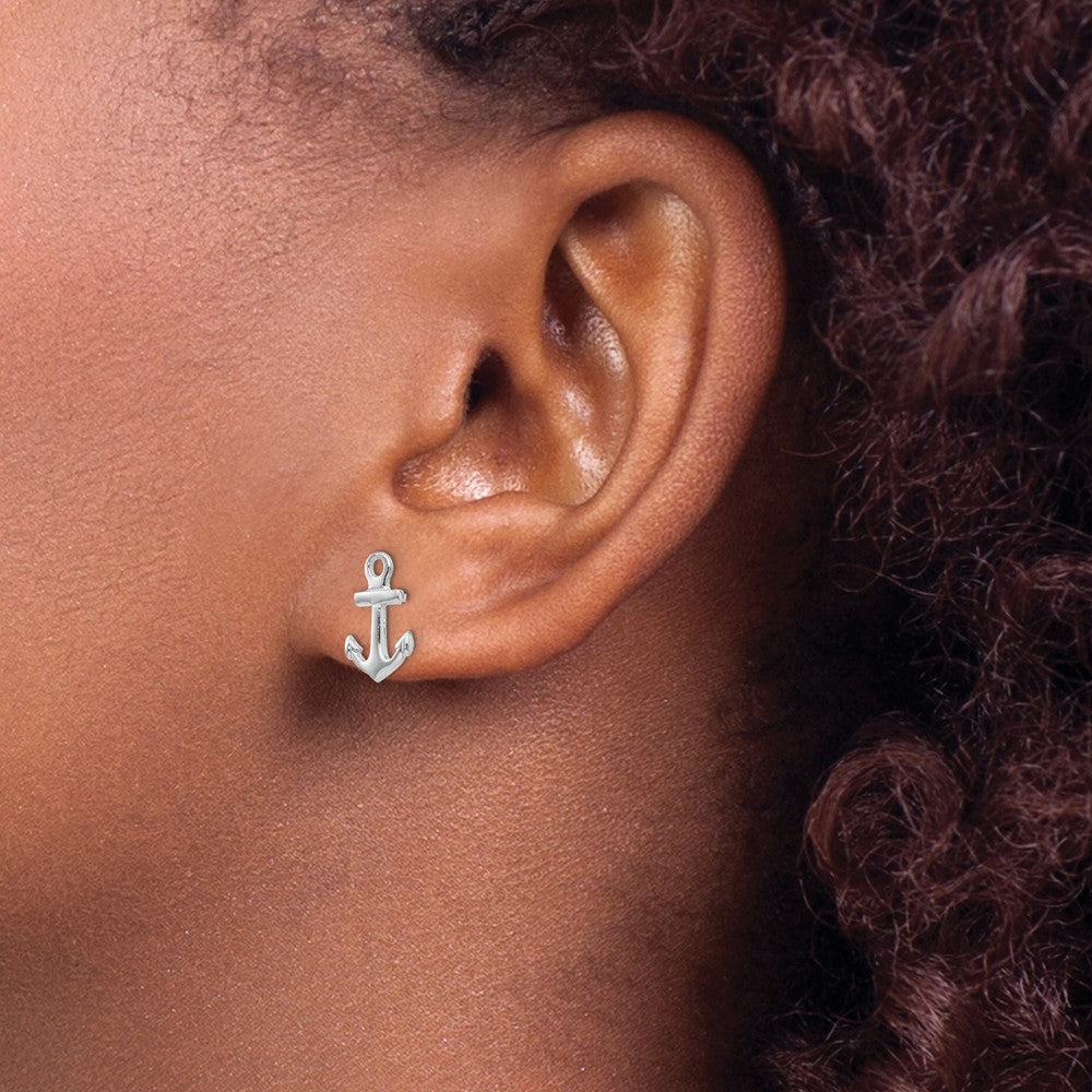 White Gold Anchor Post Earrings - Model K4502W - Charlie & Co. Jewelry