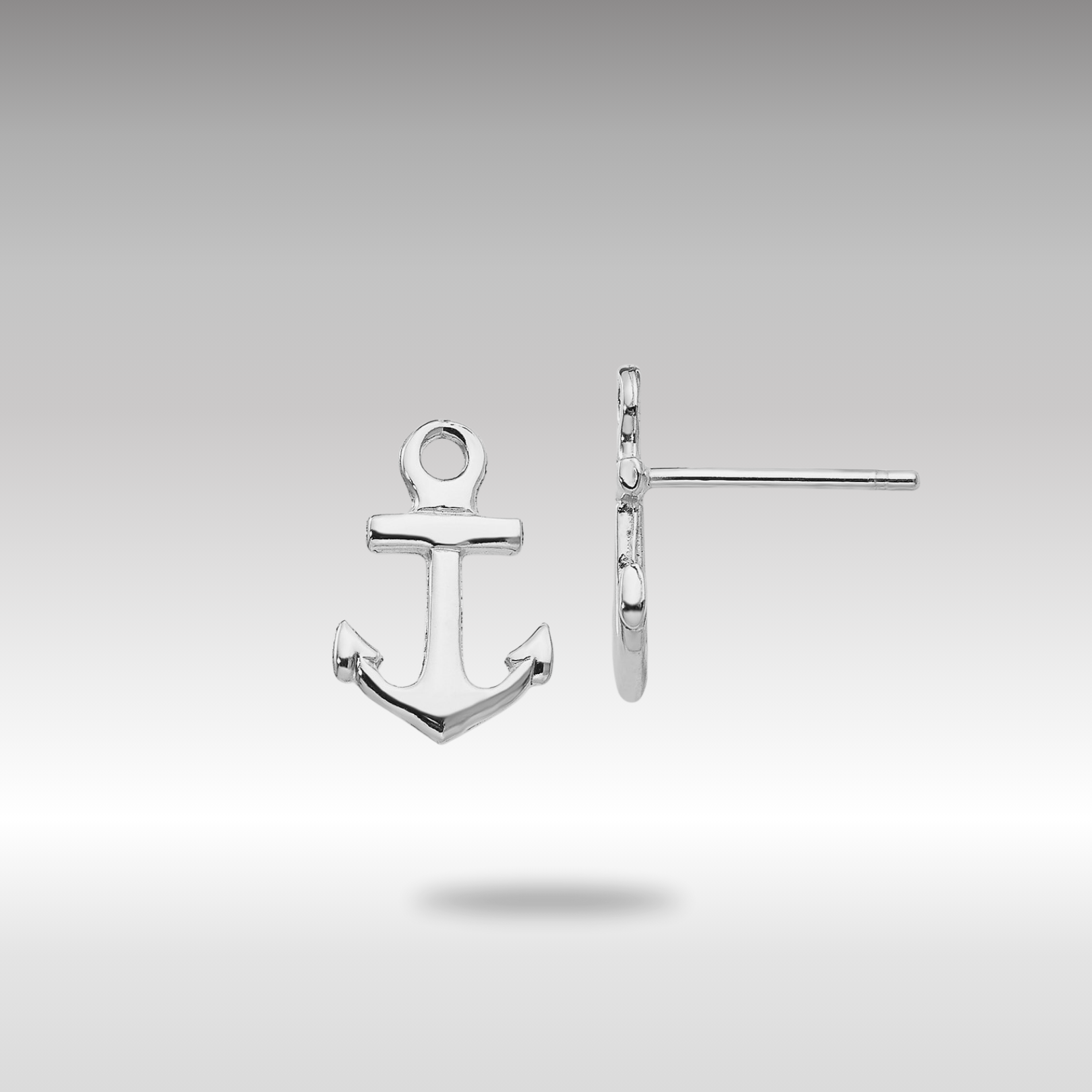 White Gold Anchor Post Earrings - Model K4502W - Charlie & Co. Jewelry