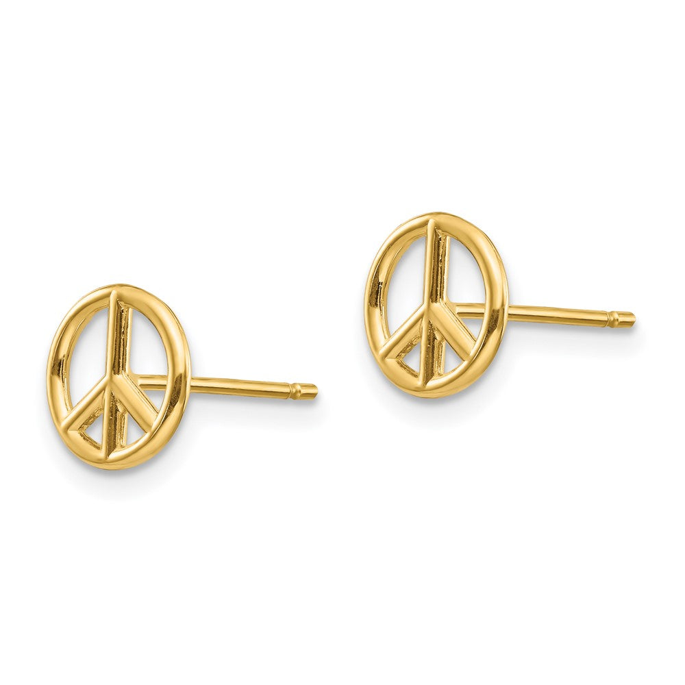 Gold Polished Peace Symbol Post Earrings - Model K4516 - Charlie & Co. Jewelry