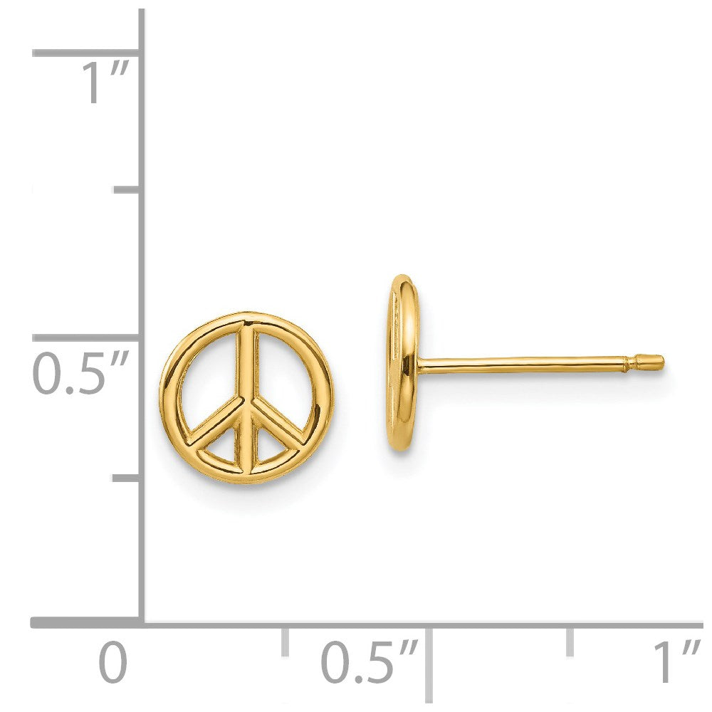 Gold Polished Peace Symbol Post Earrings - Model K4516 - Charlie & Co. Jewelry