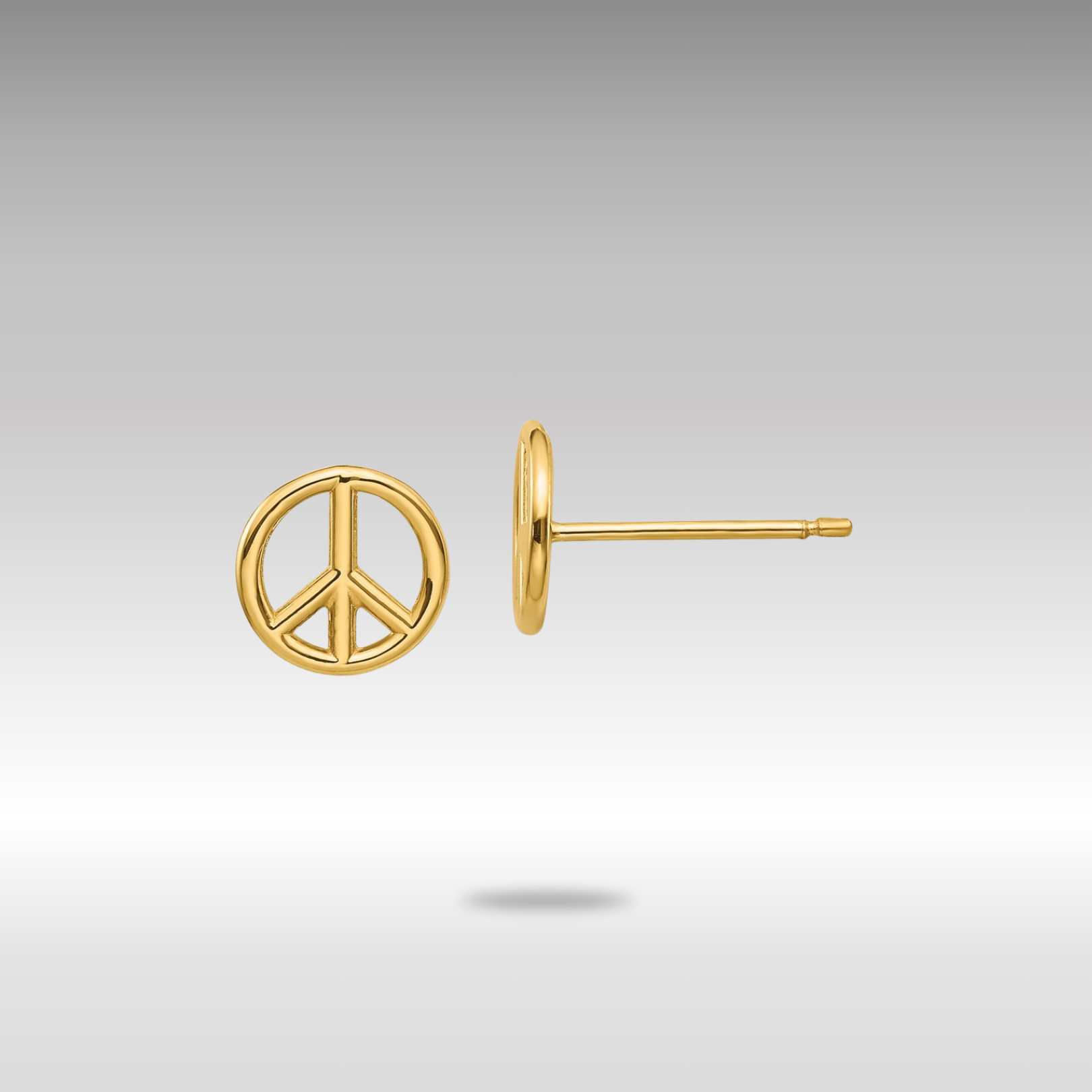 Gold Polished Peace Symbol Post Earrings - Model K4516 - Charlie & Co. Jewelry