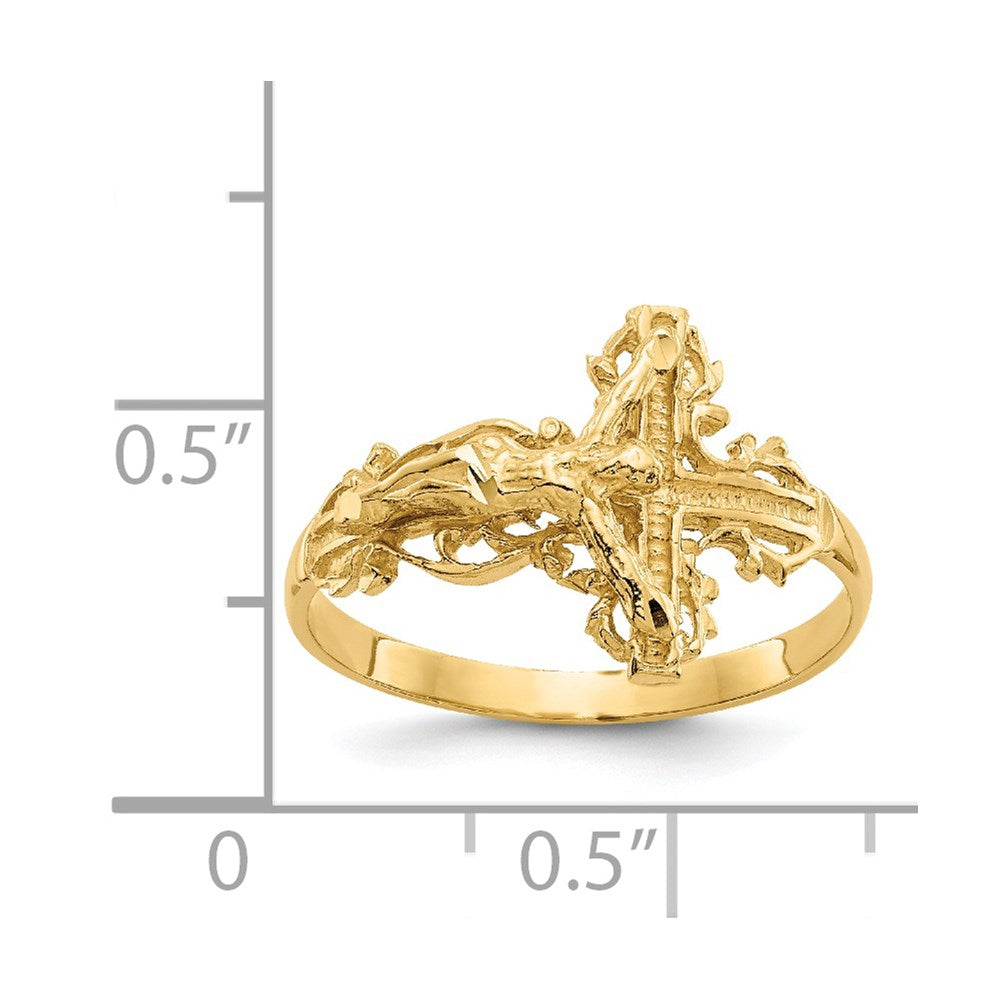 Gold Diamond-cut Crucifix Ring Model-K4584 - Charlie & Co. Jewelry