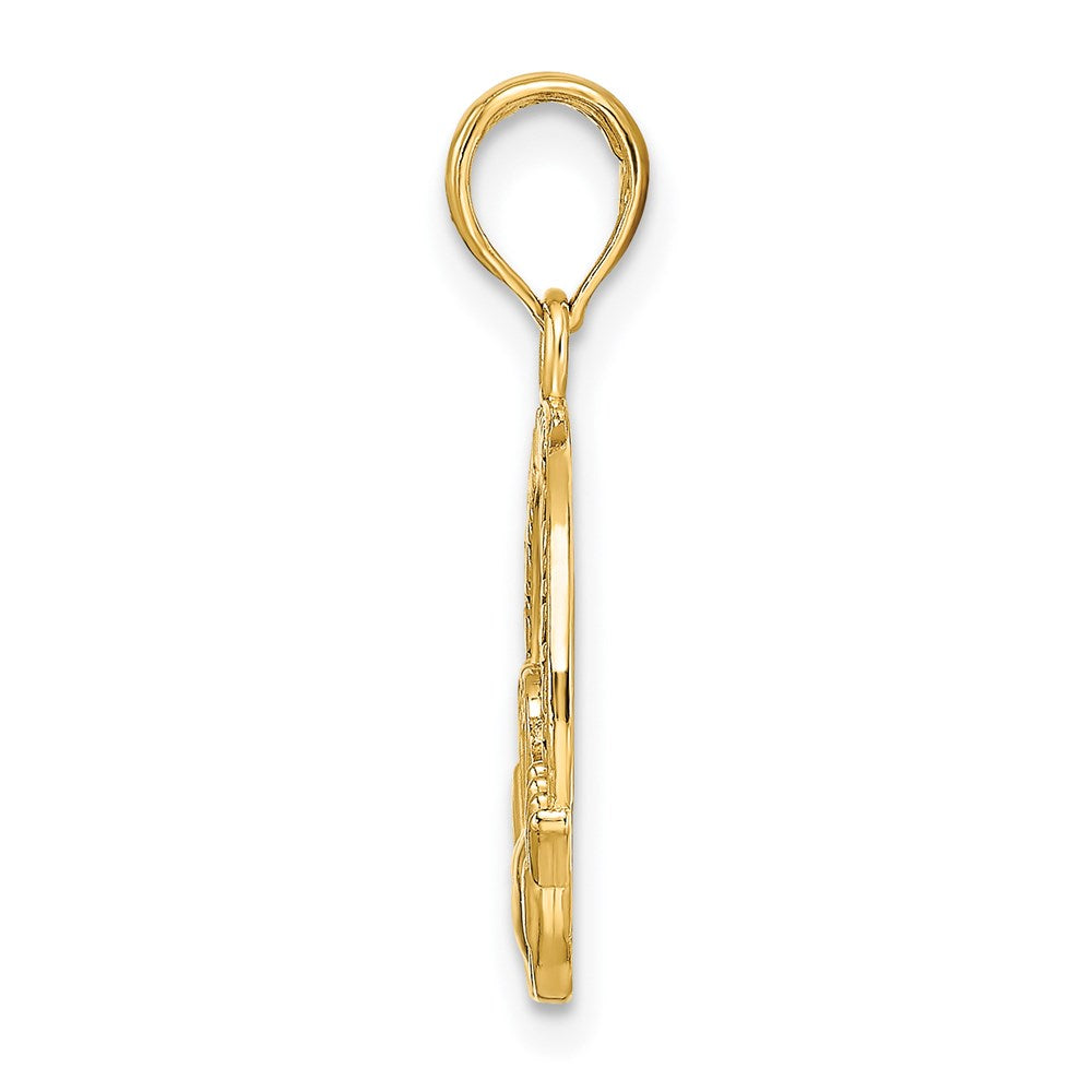 Charlie & Co Jewelry | 14k Satin Diamond-cut Flat-backed Claddagh Pendant - Model K4769