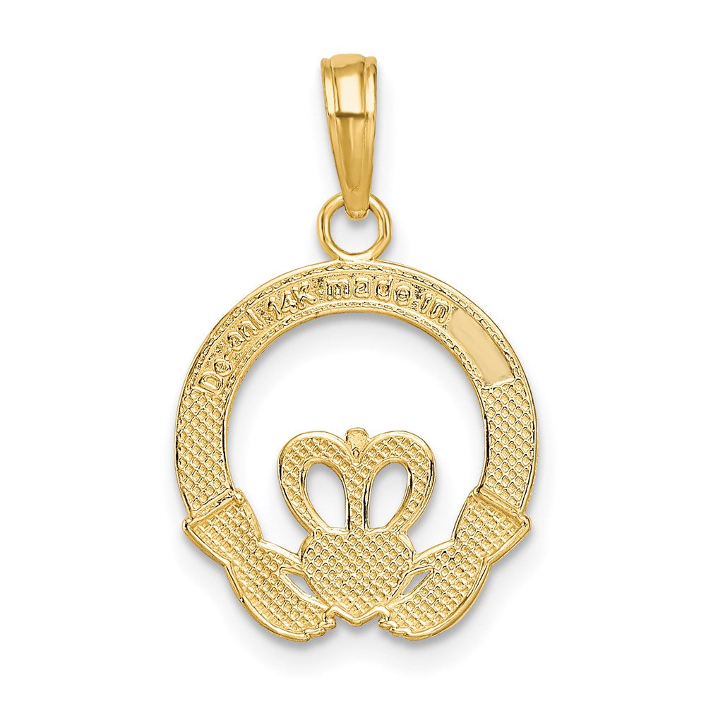 Charlie & Co Jewelry | 14k Satin Diamond-cut Flat-backed Claddagh Pendant - Model K4769
