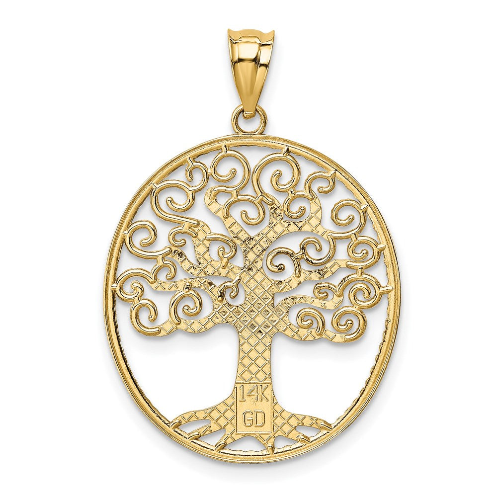 14K Yellow and White Gold Filigree Tree of Life Necklace Pendant - Charlie & Co. Jewelry