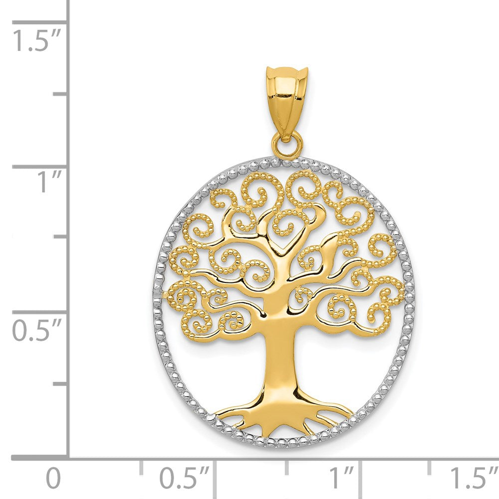 14K Yellow and White Gold Filigree Tree of Life Necklace Pendant - Charlie & Co. Jewelry