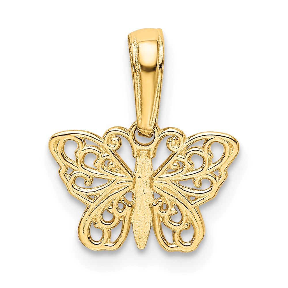 14K Gold Polished Filigree Butterfly Pendant - Charlie & Co. Jewelry