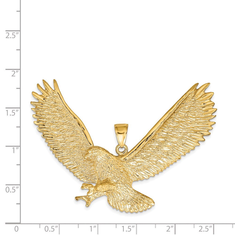Gold Extra Large Hunting Eagle Pendant Necklace - Model K4852 - Charlie & Co. Jewelry