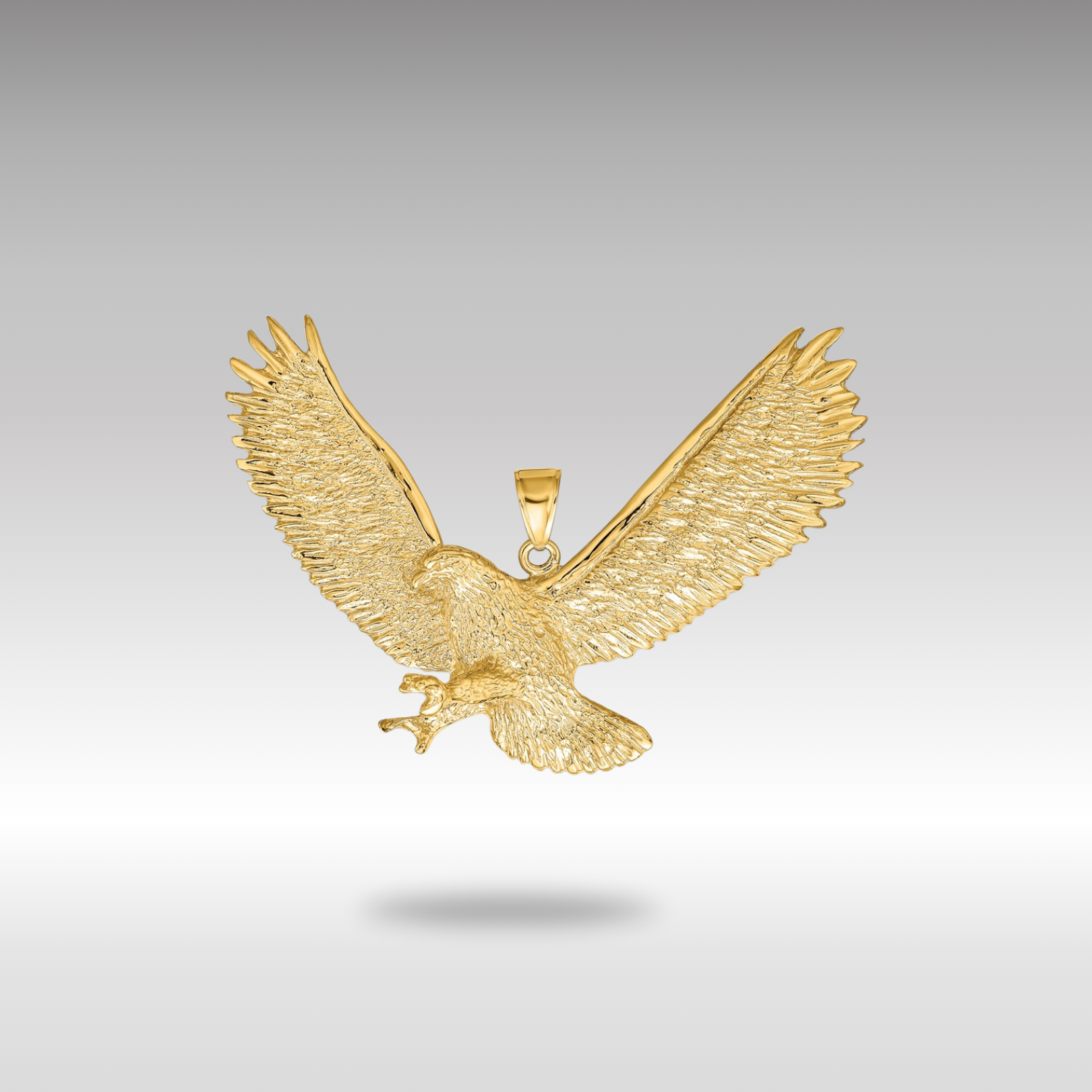 Gold Extra Large Hunting Eagle Pendant Necklace - Model K4852 - Charlie & Co. Jewelry