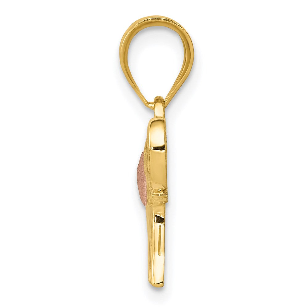 14k Yellow & Rose Gold Elephant Necklace Charm with Heart Detail - Charlie & Co. Jewelry