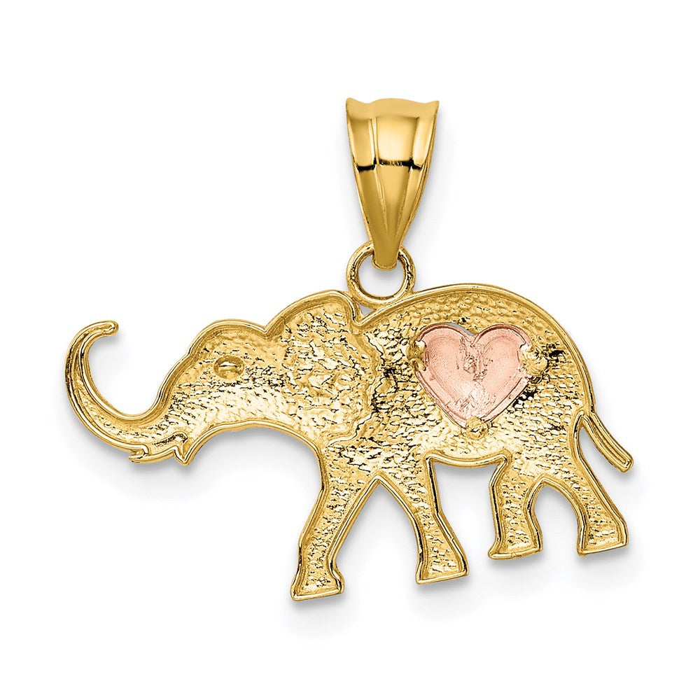 14k Yellow & Rose Gold Elephant Necklace Charm with Heart Detail - Charlie & Co. Jewelry