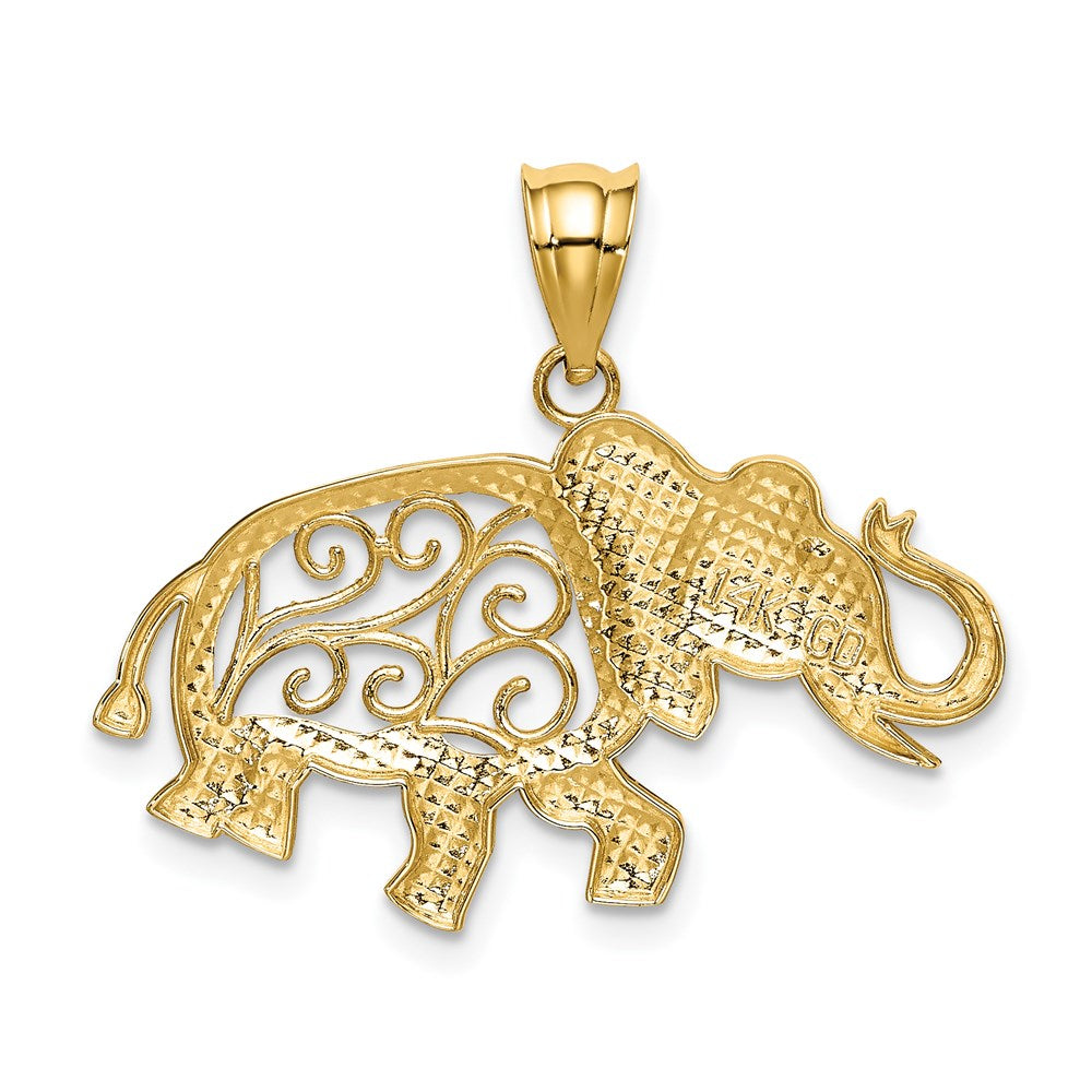 14k Gold Filigree Elephant Necklace Pendant - Charlie & Co. Jewelry