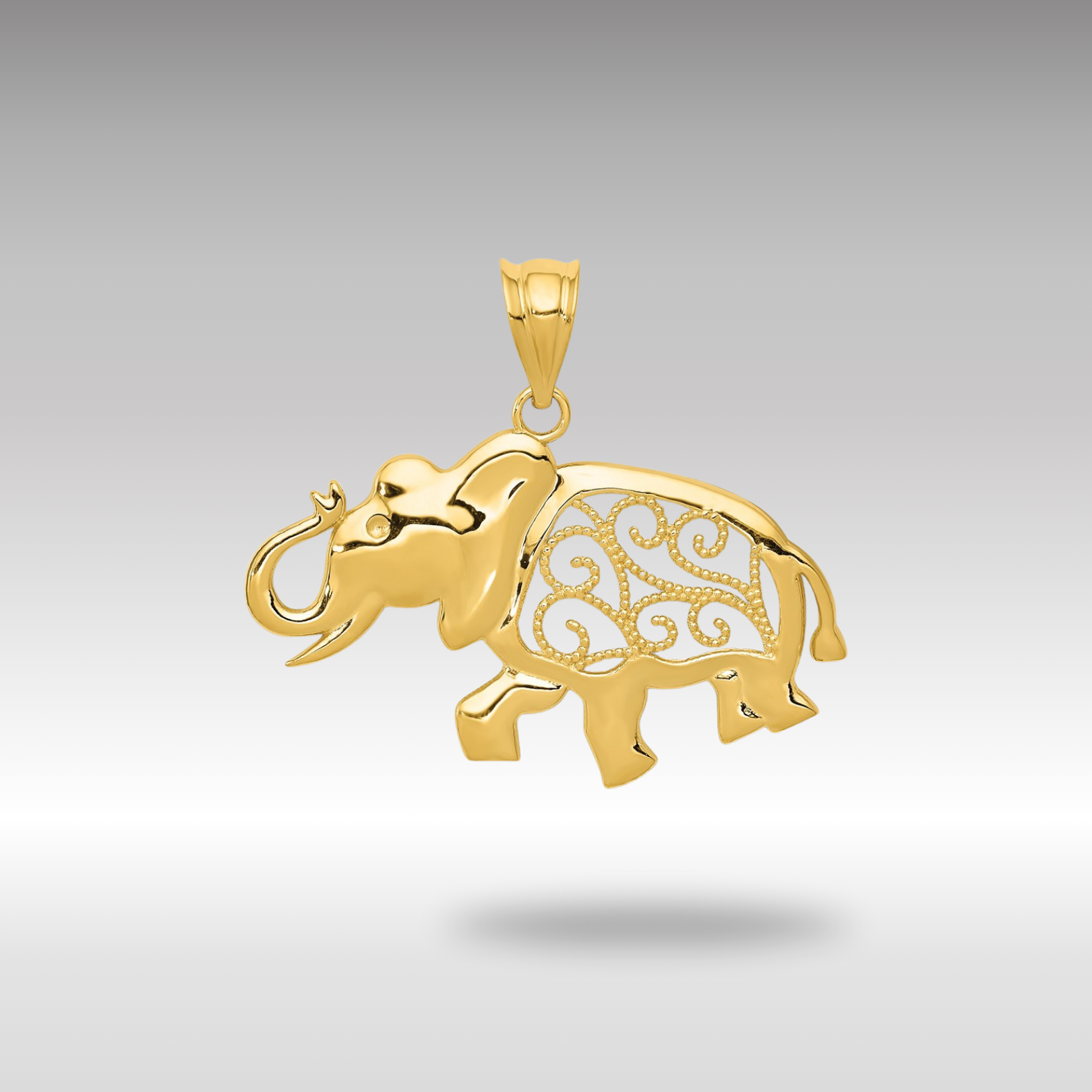 Gold Filigree Elephant Necklace Pendant - Charlie & Co. Jewelry