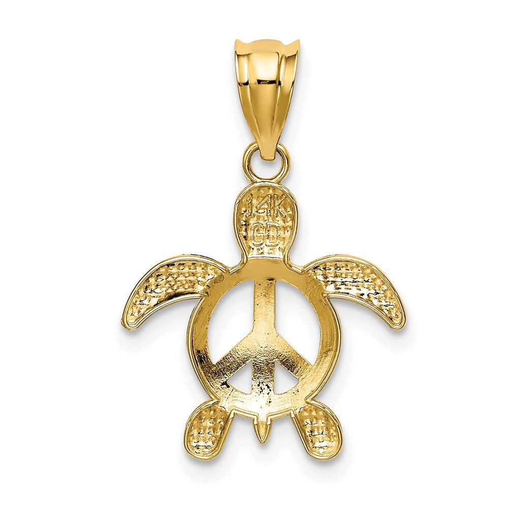 14k Gold Peace Sign Turtle Pendant - Charlie & Co. Jewelry