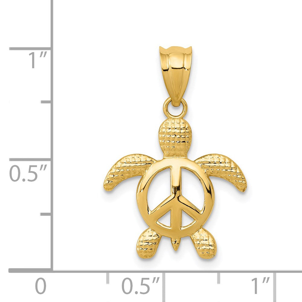 14k Gold Peace Sign Turtle Pendant - Charlie & Co. Jewelry