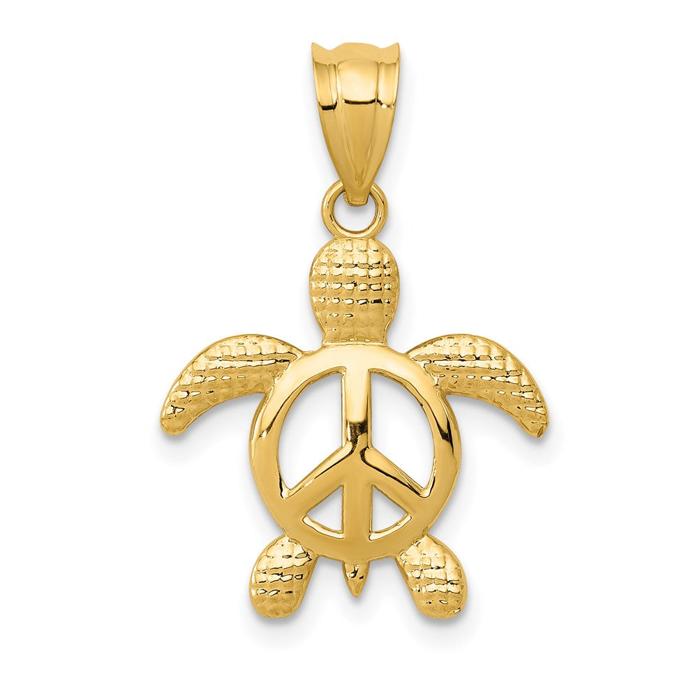 14k Gold Peace Sign Turtle Pendant - Charlie & Co. Jewelry