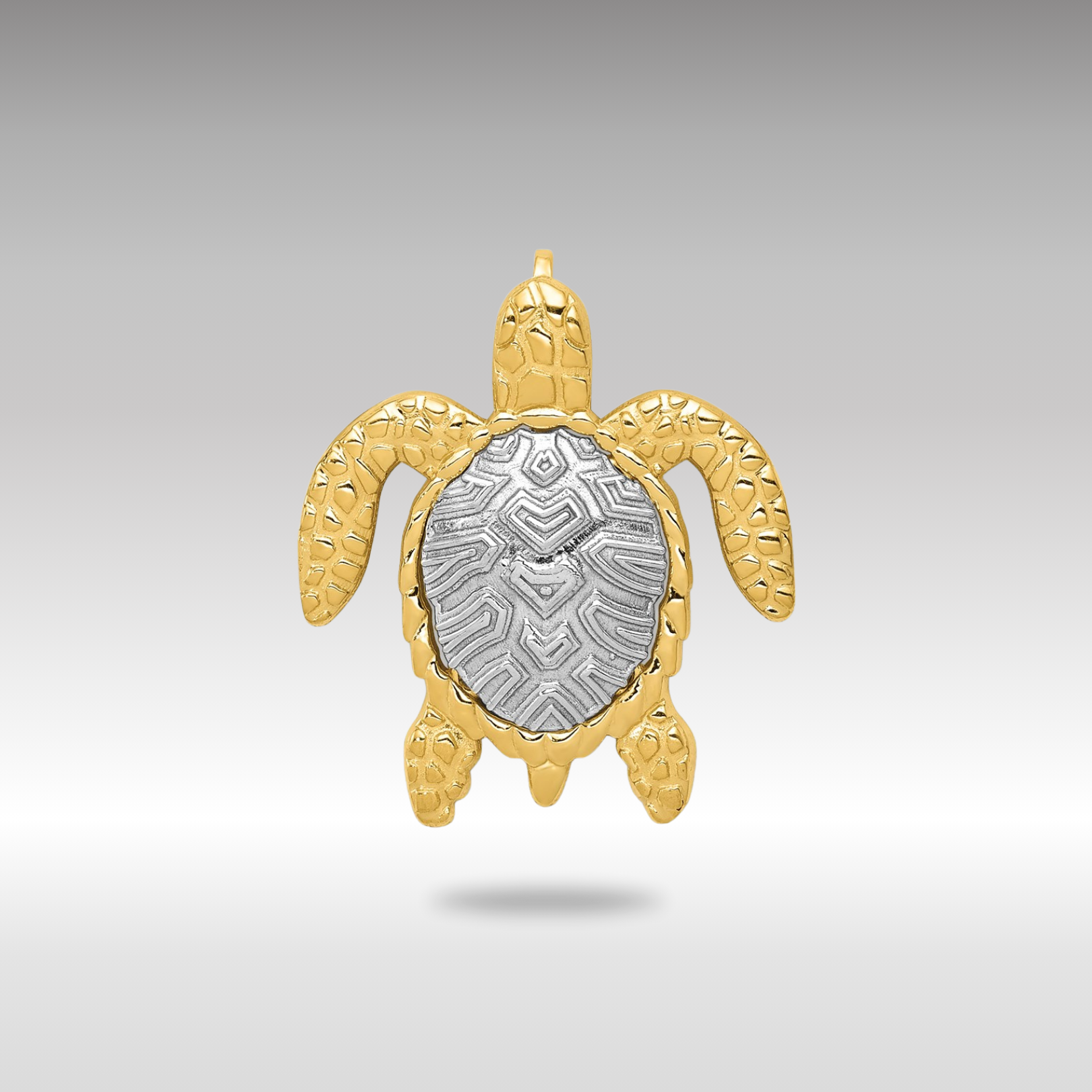 Yellow and White Gold Turtle Necklace Pendant Model-4881 - Charlie & Co. Jewelry