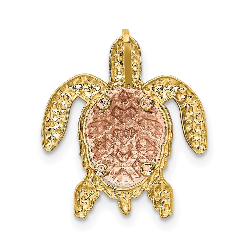 14K Two-Tone Gold with White Rhodium Turtle Pendant Slide - Charlie & Co. Jewelry