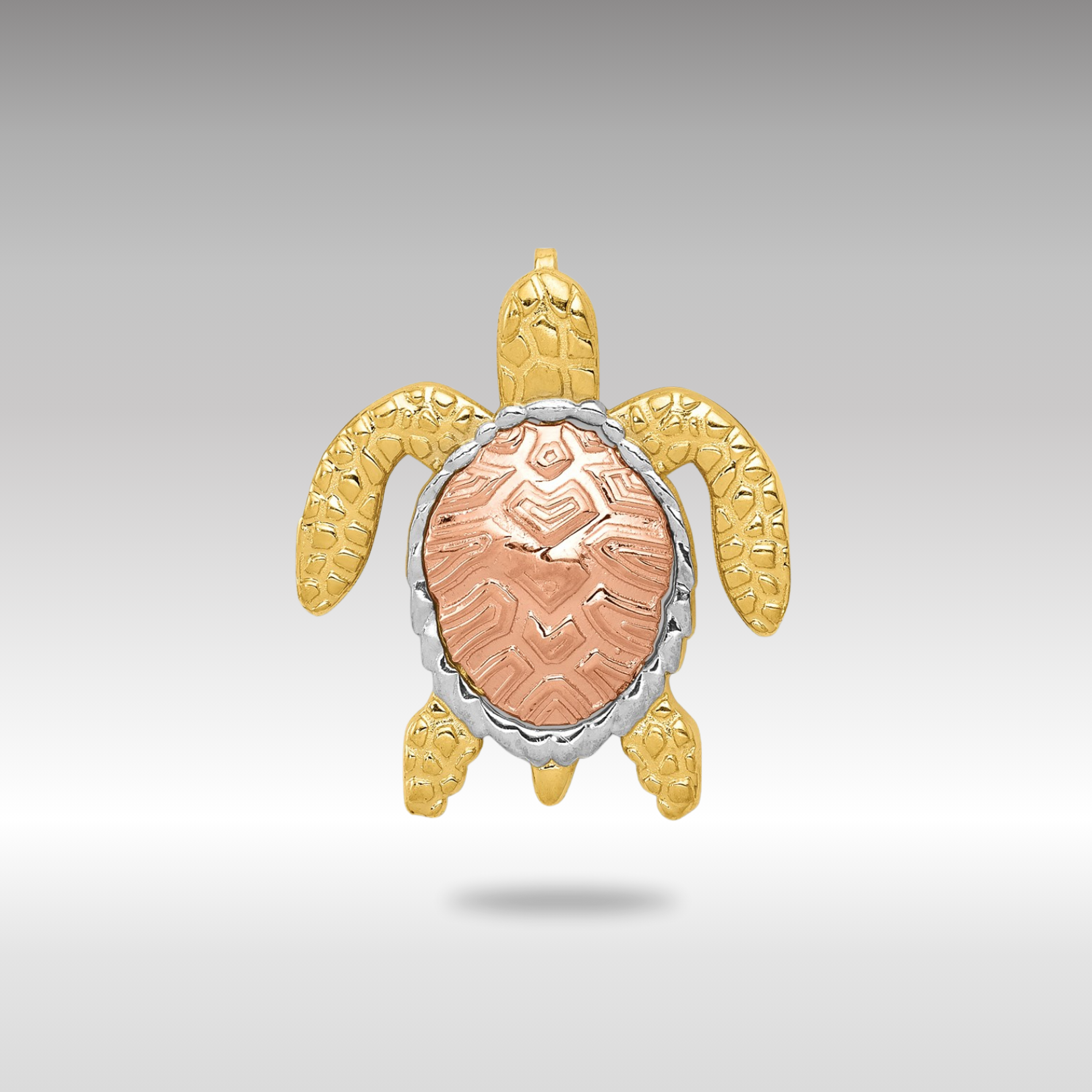 Two-Tone Gold with White Rhodium Turtle Pendant Slide - Charlie & Co. Jewelry
