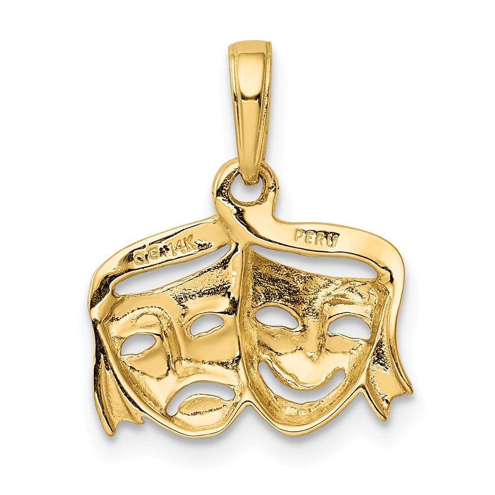 14K Gold Open-Back Comedy/Tragedy Pendant Necklace - Charlie & Co. Jewelry