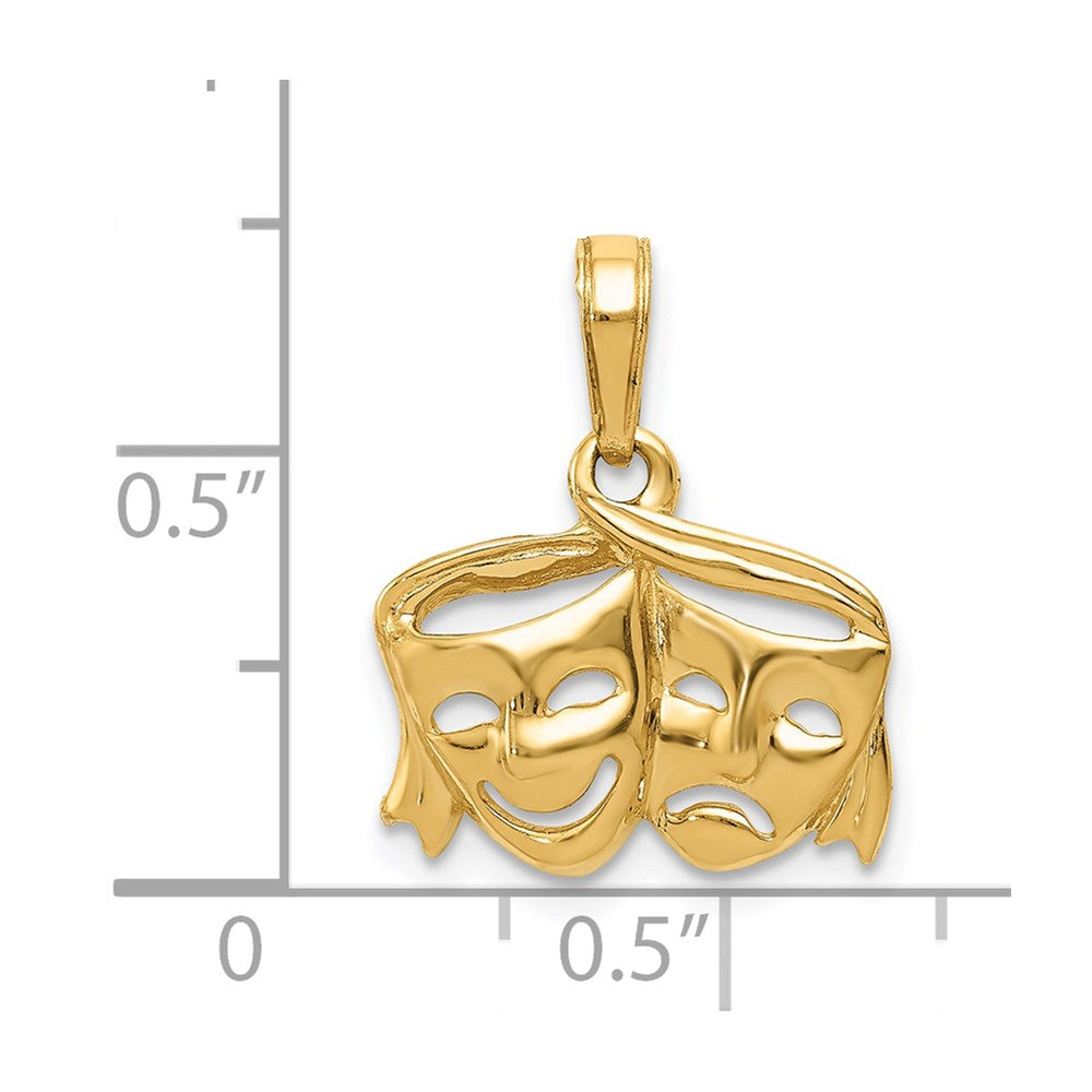 14K Gold Open-Back Comedy/Tragedy Pendant Necklace - Charlie & Co. Jewelry