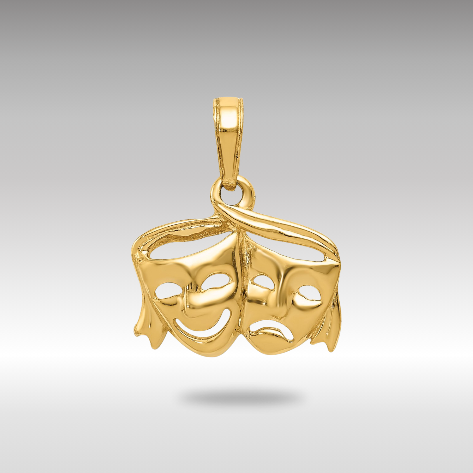 Gold Open-Back Comedy/Tragedy Pendant Necklace - Charlie & Co. Jewelry