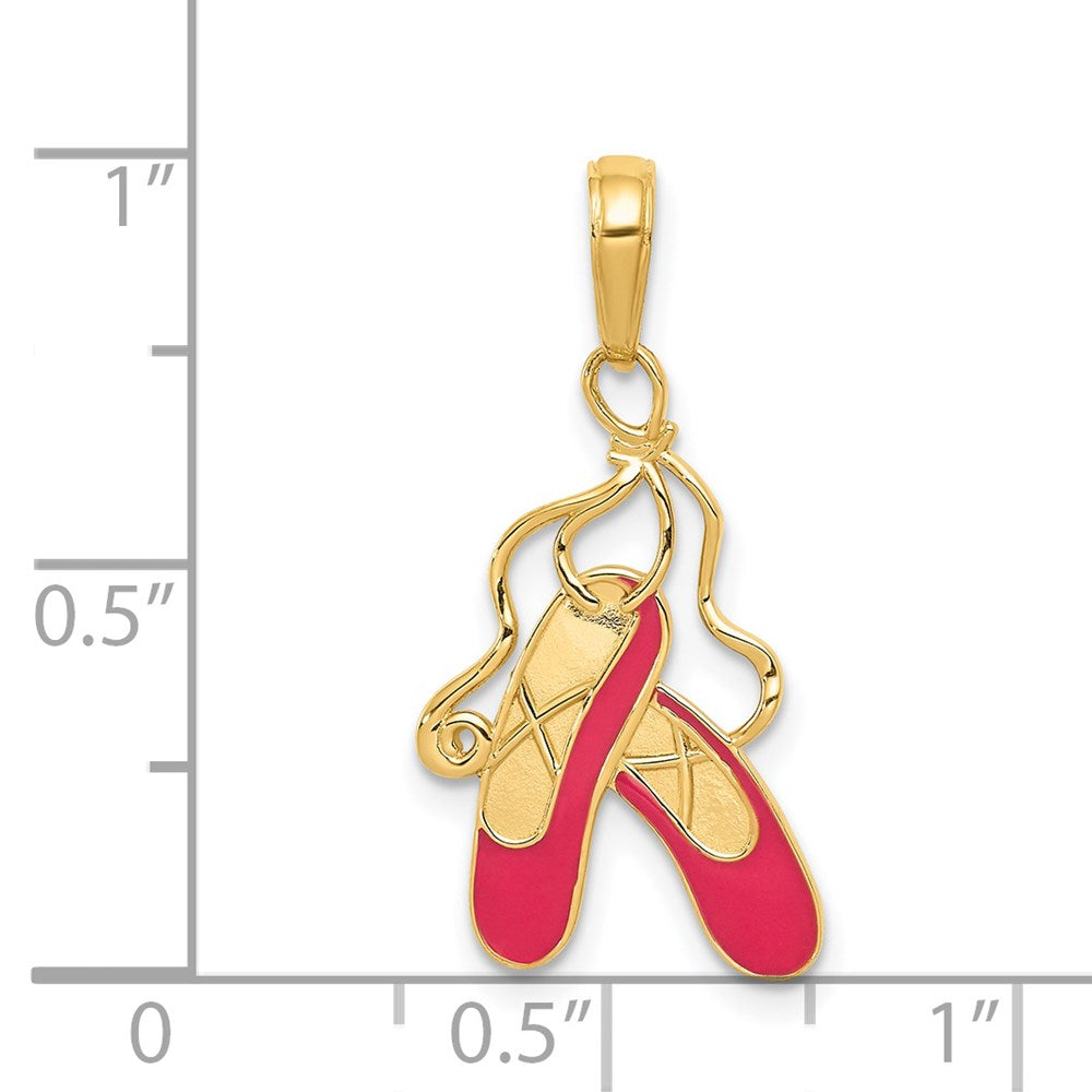 14K Gold Enameled Ballet Slippers Charm Necklace - Charlie & Co. Jewelry