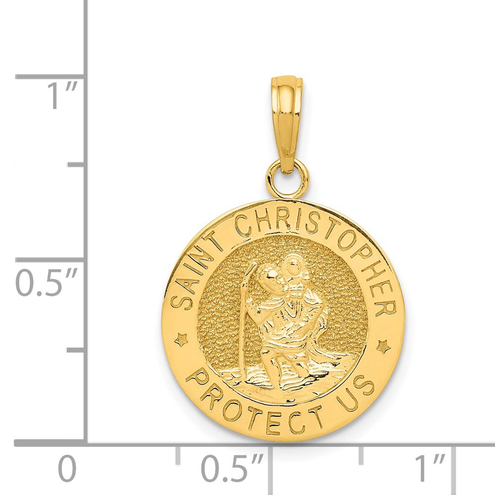 14K Gold Saint Christopher Solid Medal Charm - Charlie & Co. Jewelry