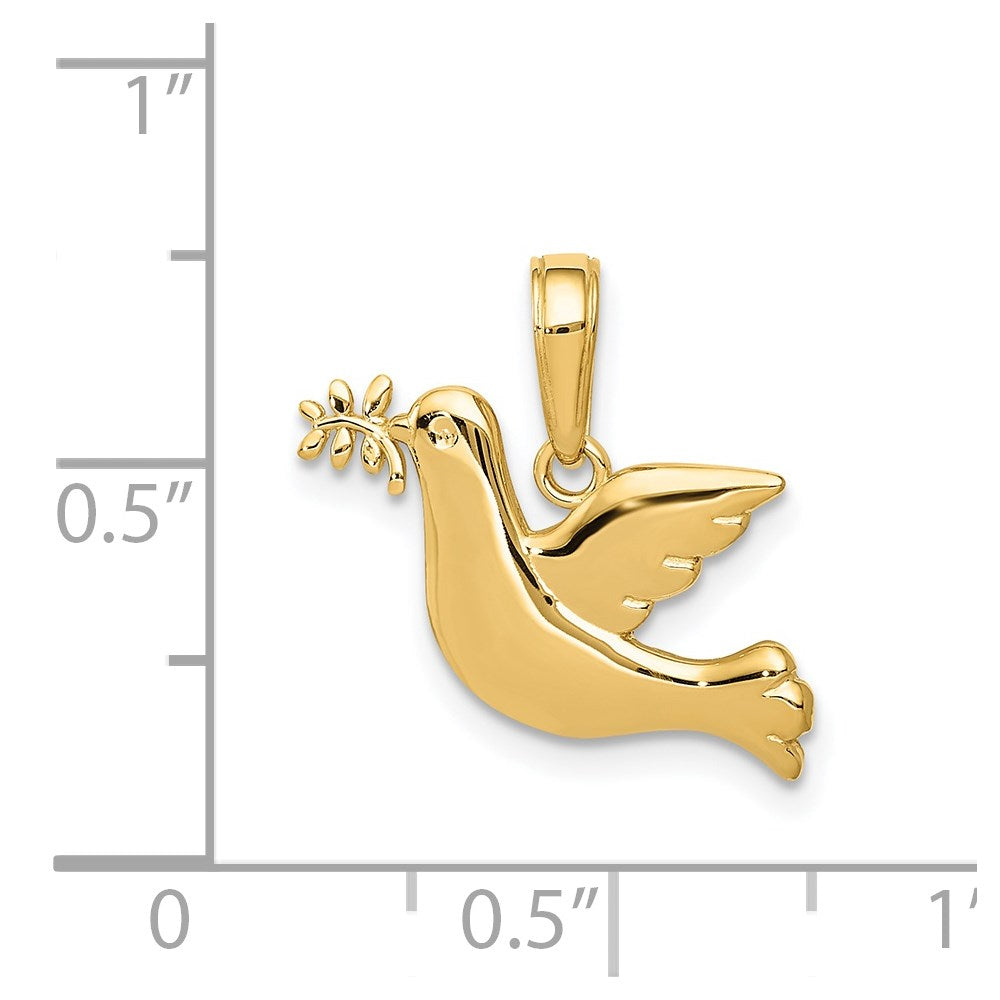 14K Gold Polished Dove Pendant - Charlie & Co. Jewelry