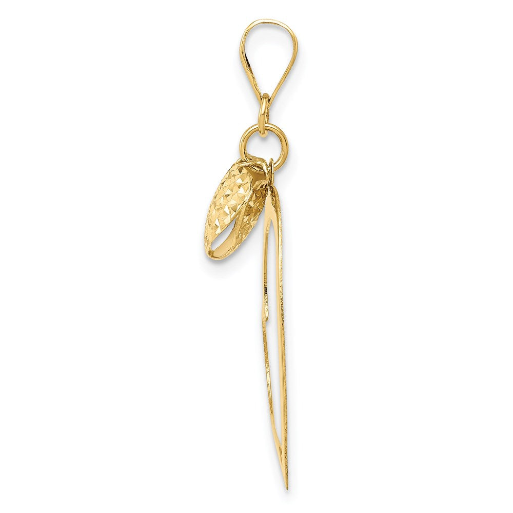 14K Gold Diamond-Cut Open and Puffed 3D Heart Pendant - Charlie & Co. Jewelry