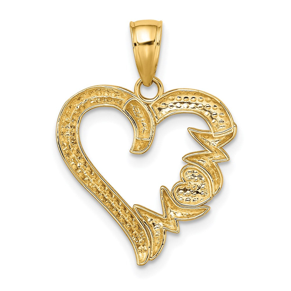 Gold Polished MOM Heart Pendant Necklace - Model K5196 - Charlie & Co. Jewelry