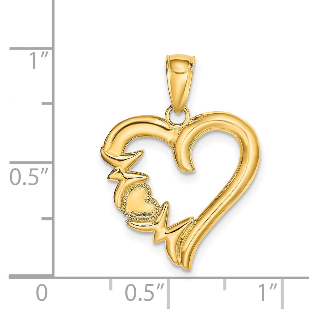 Gold Polished MOM Heart Pendant Necklace - Model K5196 - Charlie & Co. Jewelry