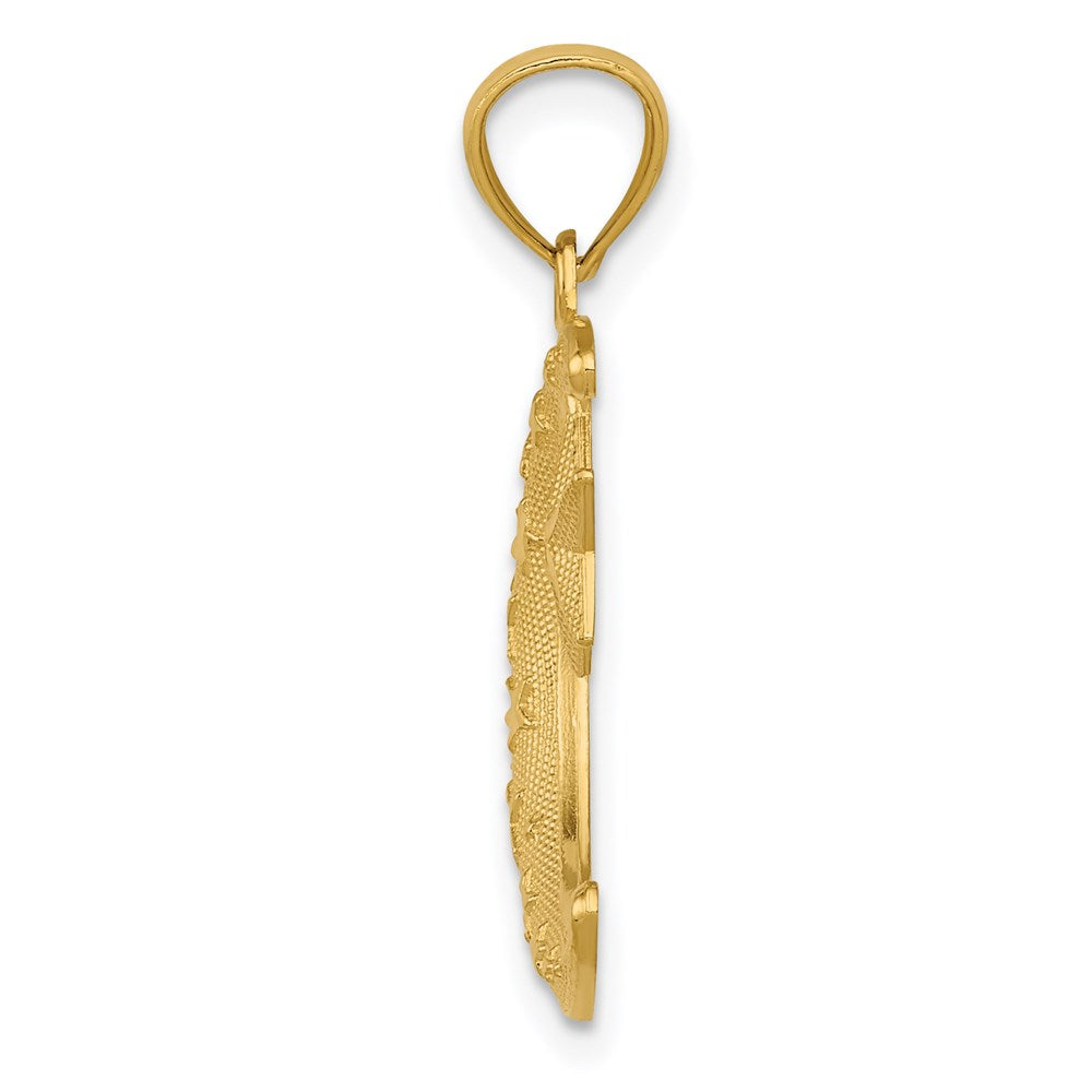 Gold Polished and Textured Moon and Stars Pendant Necklace Model-K5299 - Charlie & Co. Jewelry
