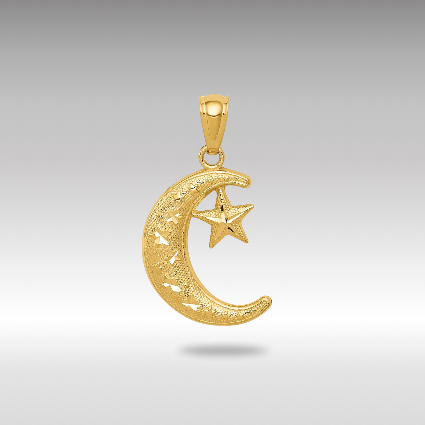 Gold Moon and Stars Pendant Necklace Model-K5305 - Charlie & Co. Jewelry