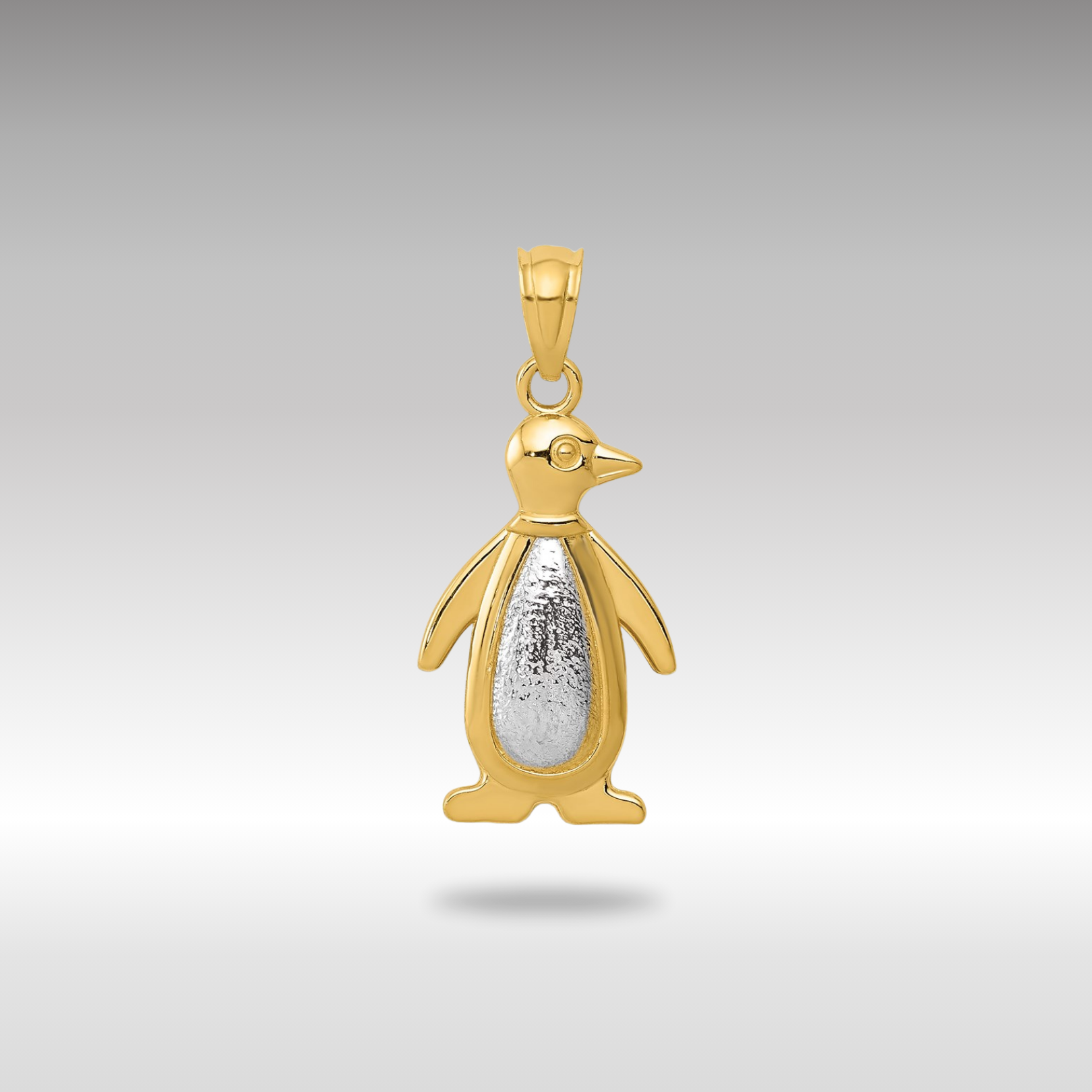 Yellow and White Gold Penguin Pendant Necklace Model-K5320 - Charlie & Co. Jewelry