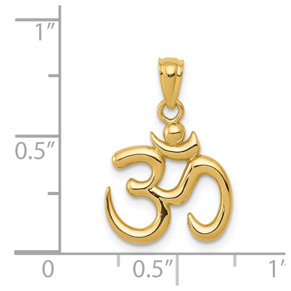 14K Gold Polished Om Charm Pendant - Charlie & Co. Jewelry