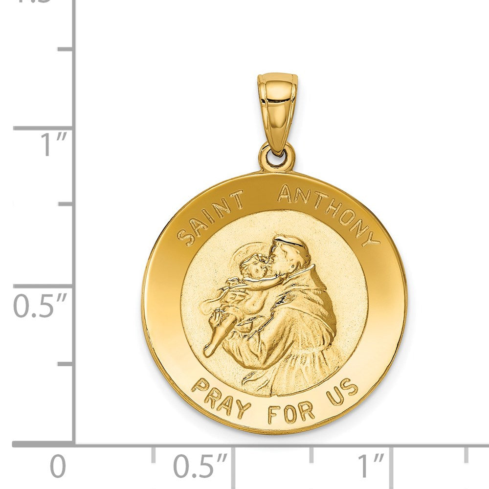 14K Gold Saint Anthony Large Round Medal Pendant - Charlie & Co. Jewelry