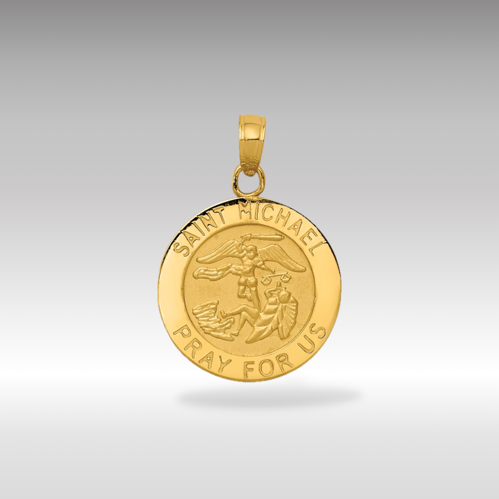 14K Gold Saint Michael Solid Medal Pendant - Charlie & Co. Jewelry