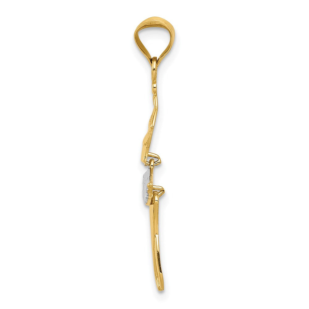 14K Yellow and White Gold Moveable Dancer Pendant Necklace - Charlie & Co. Jewelry