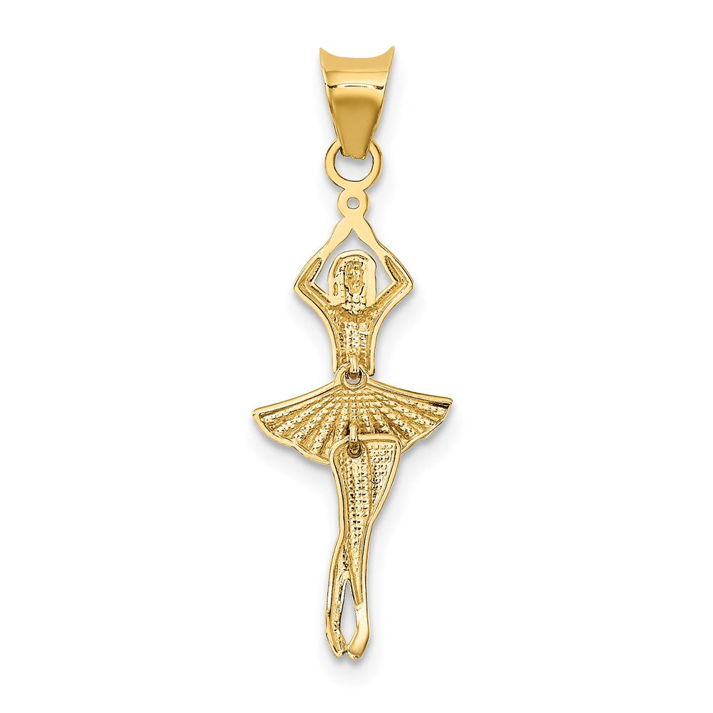 14K Yellow and White Gold Moveable Dancer Pendant Necklace - Charlie & Co. Jewelry