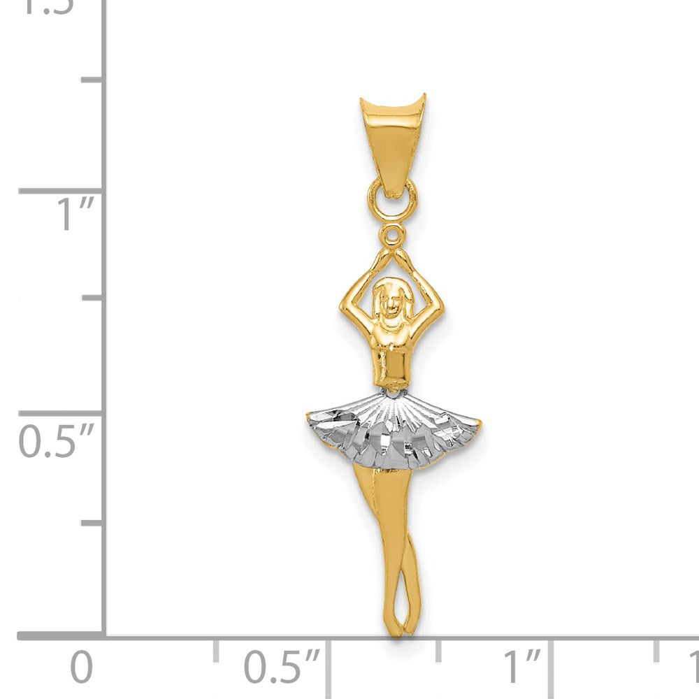 14K Yellow and White Gold Moveable Dancer Pendant Necklace - Charlie & Co. Jewelry