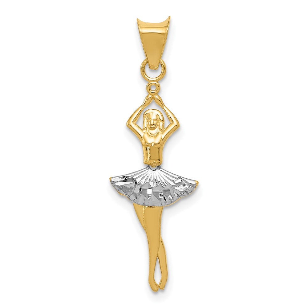14K Yellow and White Gold Moveable Dancer Pendant Necklace - Charlie & Co. Jewelry