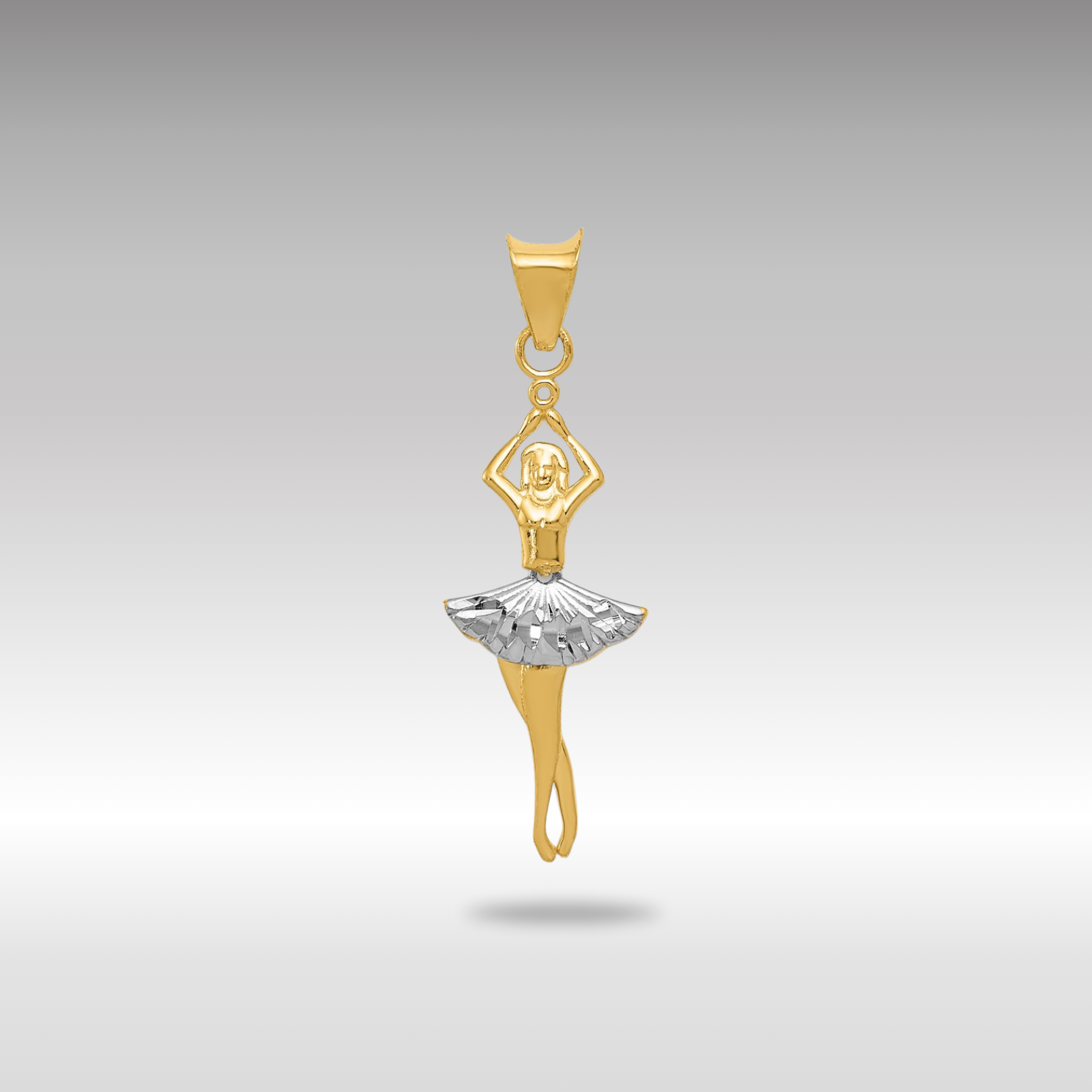 Yellow and White Gold Moveable Dancer Pendant Necklace - Charlie & Co. Jewelry