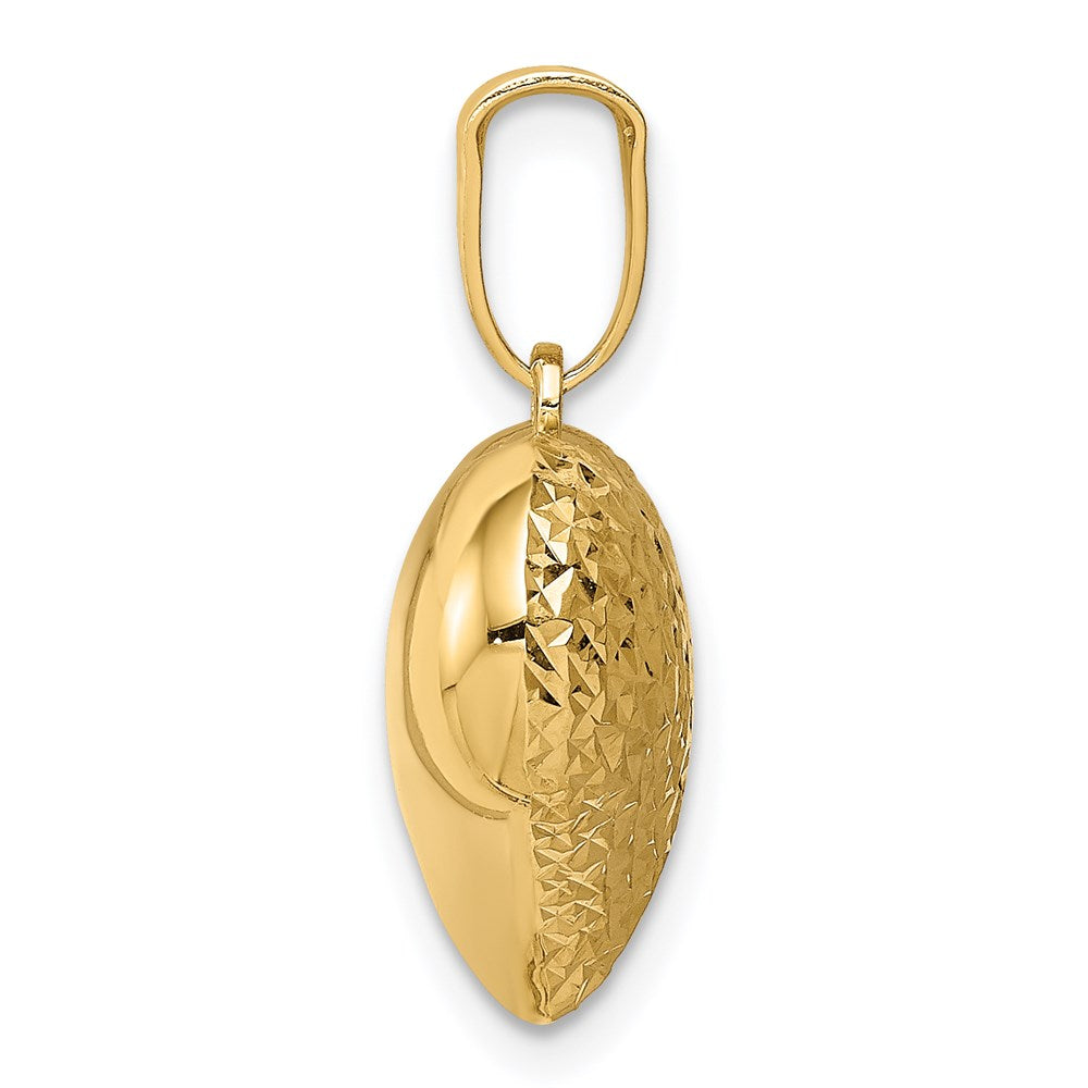 14K Gold Polished and Textured 3D Heart Pendant - Charlie & Co. Jewelry
