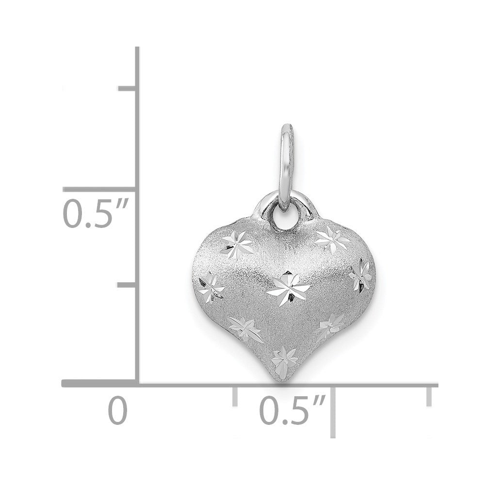 White Gold Puffed Heart Necklace Pendant Model-K5836 - Charlie & Co. Jewelry