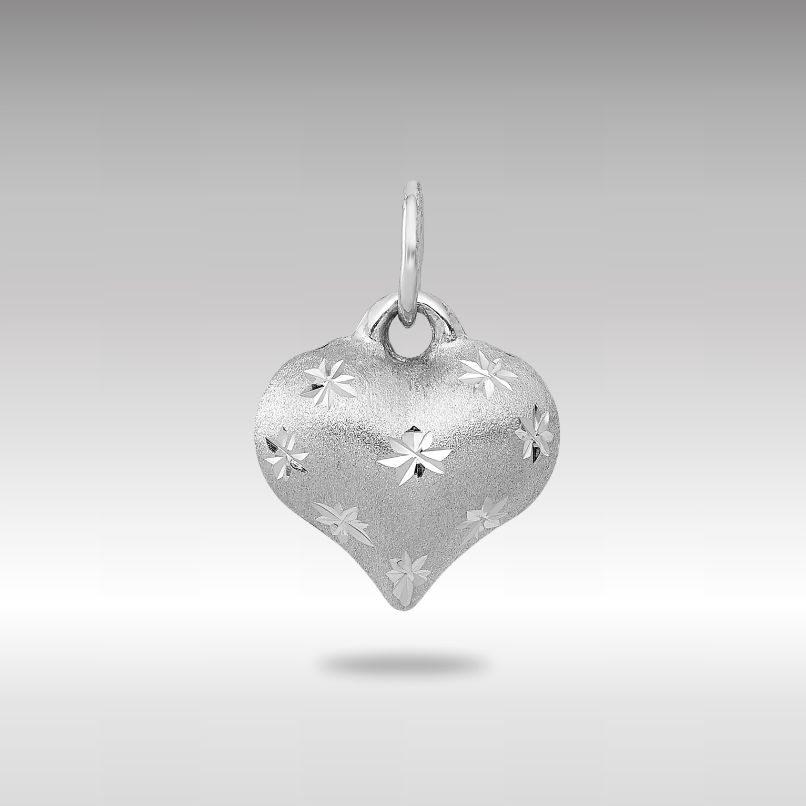White Gold Puffed Heart Necklace Pendant Model-K5836 - Charlie & Co. Jewelry