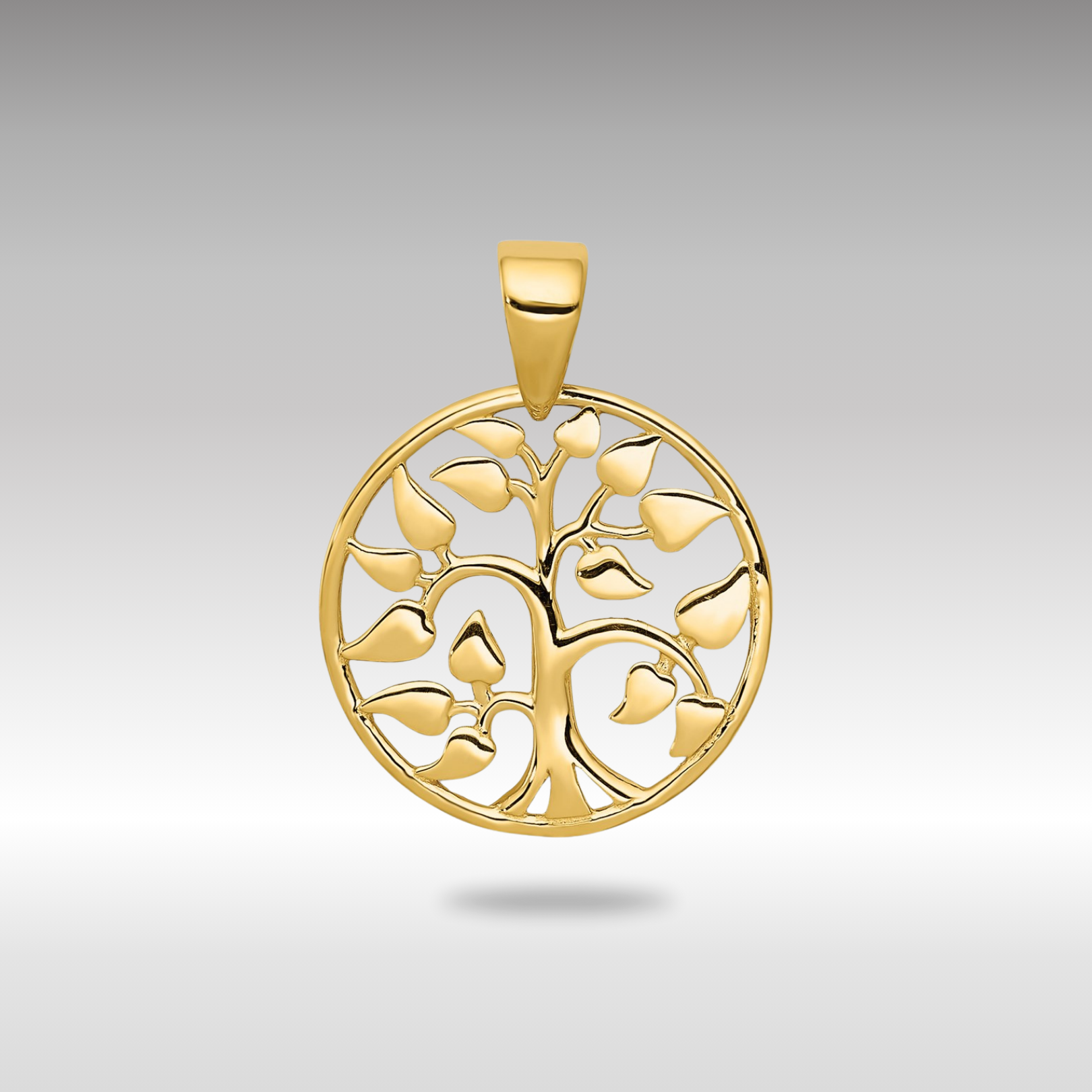 Gold Polished Tree in Circle Necklace Pendant - Charlie & Co. Jewelry